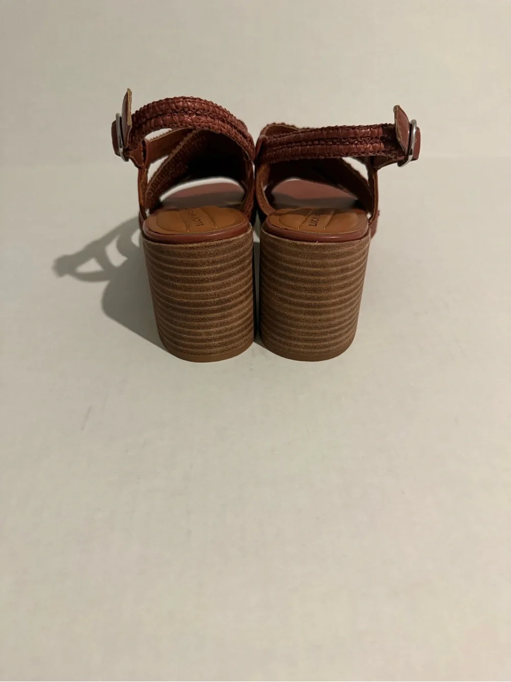 Lucky Brand Women's Braided Wedge Sandals - Rust Brown Size 9.5 NEW